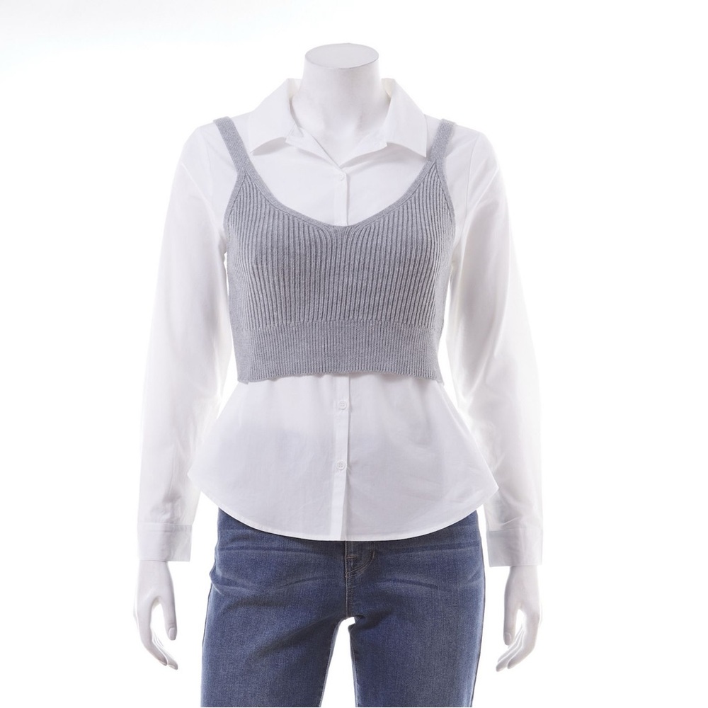 ' Sugar Moon 2-Piece Button-Front Shirt & Sweater Cami Set XS